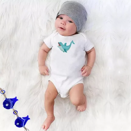 Sevimli Yunus Beyaz Pamuklu Bebek Zıbın