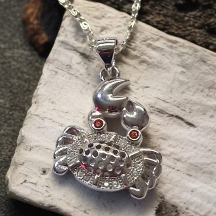 Yengeç Taşlı 925 Ayar Gümüş Kolye Ucu