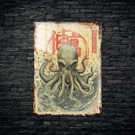 Chine Octopus Vintage Aleminyum Metal Tablo