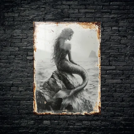 Deniz Kızı Vintage Aleminyum Metal Tablo