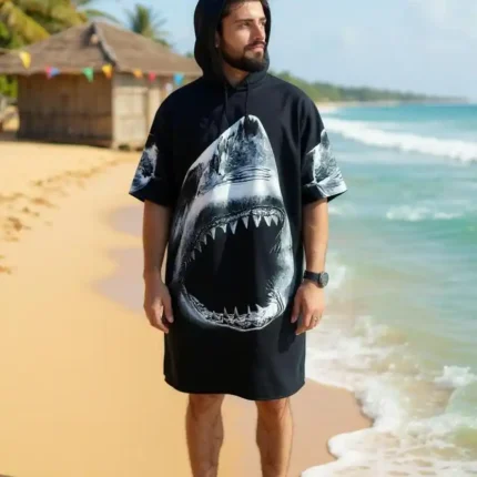 Büyük Beyaz Color Dijital Baskılı Pamuk Panço