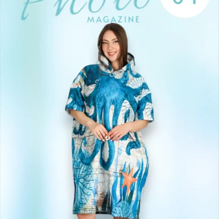 Octopus Map Color Dijital Baskılı Pamuk Panço